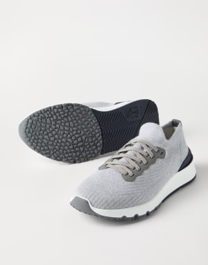 Cotton and calfskin runners Silver Man - Brunello Cucinelli