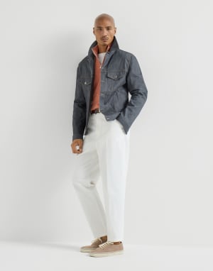 Cashmere sweater with half zip Apricot Man - Brunello Cucinelli