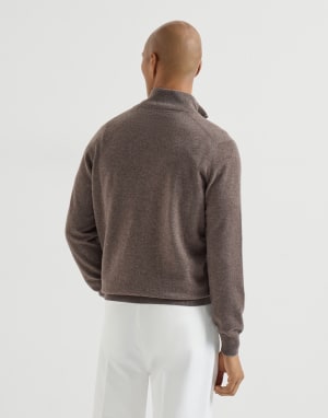 Cashmere sweater with half zip Brown Man - Brunello Cucinelli