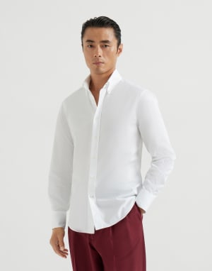 扣角领衬衫 白色 男款 - Brunello Cucinelli