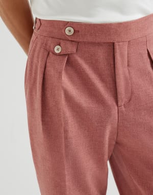 Hose mit doppelten Bundfalten & Schließen Lachsrosa Herren - Brunello Cucinelli
