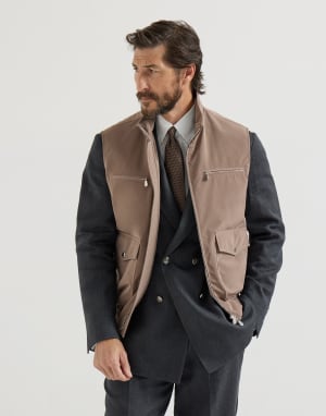 Жилет из нейлона с утеплителем Ореховый Мужчина - Brunello Cucinelli