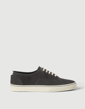 Reversed calfskin sneakers Lignite Grey Man - Brunello Cucinelli