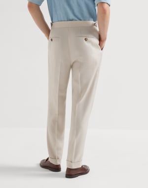 Pantalón con pinzas dobles y hebillas Beige Claro Hombre - Brunello Cucinelli