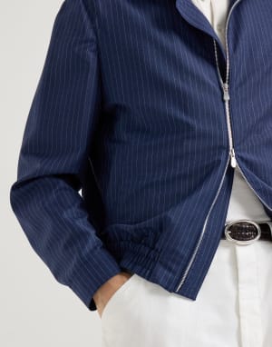 Pinstripe fresco outerwear jacket Blue Man - Brunello Cucinelli