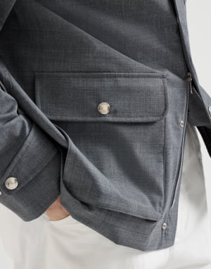 Bonded fresco field jacket Grey Man - Brunello Cucinelli