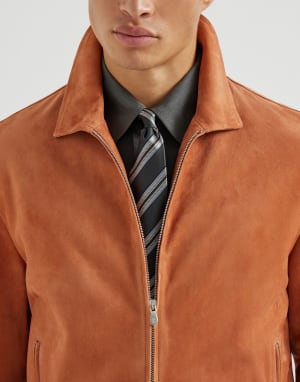 Silk textured stripe tie Anthracite Man - Brunello Cucinelli