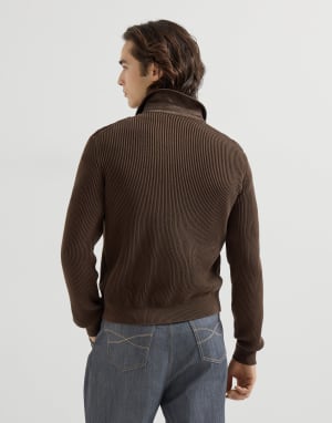 Suede and knit outerwear jacket Espresso Man - Brunello Cucinelli