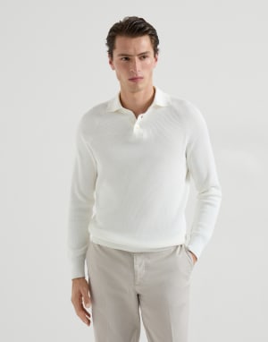 Rib knit polo Panama Man - Brunello Cucinelli