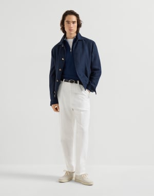 Cotton and cashmere lightweight sweater Avio Blue Man - Brunello Cucinelli