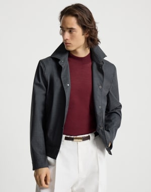 Virgin wool fresco outerwear jacket Dark Grey Man - Brunello Cucinelli