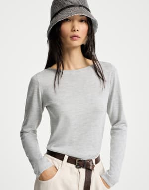 Джемпер из кашемира и шелка Sparkling Галька Женщина - Brunello Cucinelli