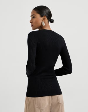 Cashmere and silk Sparkling sweater Black Woman - Brunello Cucinelli