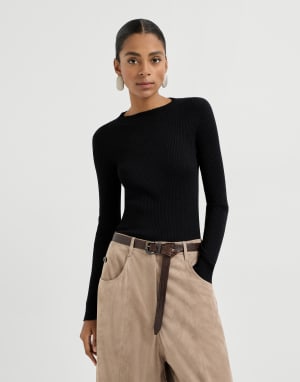 Cashmere and silk Sparkling sweater Black Woman - Brunello Cucinelli