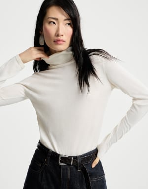 Cashmere and silk sweater White Woman - Brunello Cucinelli