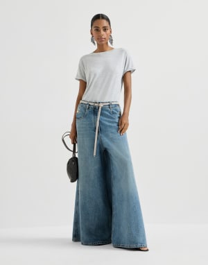 Легкий джемпер из кашемира и шелка Светло-Серый Женщина - Brunello Cucinelli