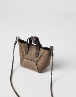 Suede BC Duo micro bag Bark Woman - Brunello Cucinelli