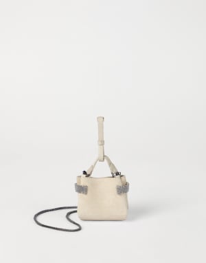 Borsa Top-Handle Essence in camoscio Avorio Donna - Brunello Cucinelli