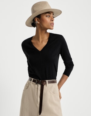 Cashmere and silk sweater Black Woman - Brunello Cucinelli