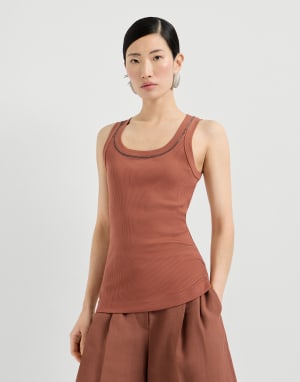 Ribbed jersey top Orange Woman - Brunello Cucinelli