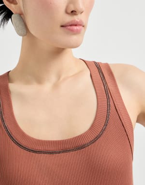 Ribbed jersey top Orange Woman - Brunello Cucinelli