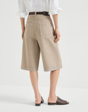 Denim Bermuda shorts Beige Woman - Brunello Cucinelli