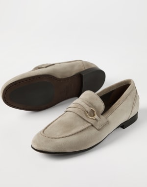 Suede loafers Light Grey Woman - Brunello Cucinelli