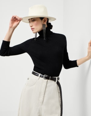 Cashmere and silk Sparkling sweater Black Woman - Brunello Cucinelli