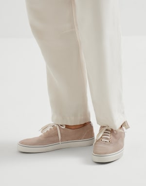 Reversed calfskin sneakers Beige Man - Brunello Cucinelli