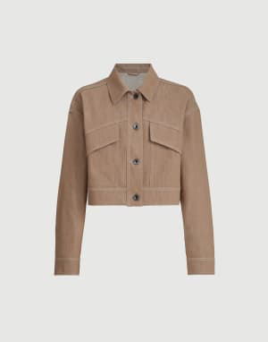 牛仔布效果斜纹织物外套 沙漠黄 女款 - Brunello Cucinelli