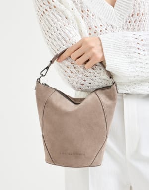 Sac seau BC Duo en daim Marron Clair Femme - Brunello Cucinelli
