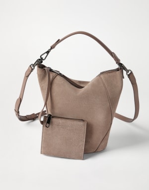 Sac seau BC Duo en daim Marron Clair Femme - Brunello Cucinelli