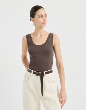 Ribbed jersey top Brown Woman - Brunello Cucinelli