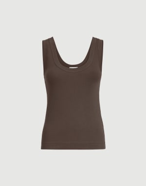 Ribbed jersey top Brown Woman - Brunello Cucinelli