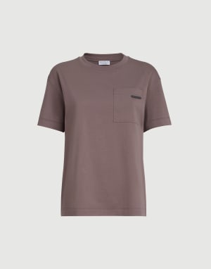 Cotton jersey T-shirt Brown Woman - Brunello Cucinelli