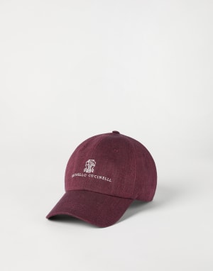 Casquette Baseball motif chevrons Rouge Cerise Homme - Brunello Cucinelli