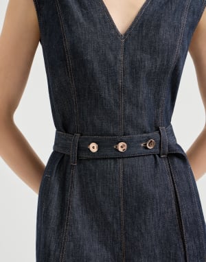 Twill flared dress Denim Woman - Brunello Cucinelli