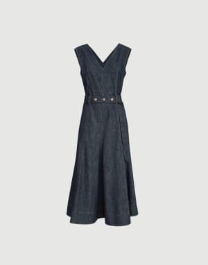 Twill flared dress Denim Woman - Brunello Cucinelli