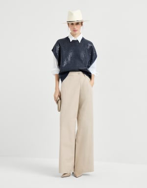 Dazzling Embroidery sweater Blue Woman - Brunello Cucinelli