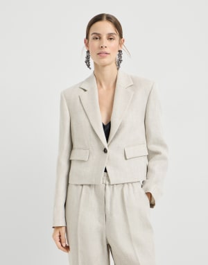 Veste crop motif chevrons Beige Femme - Brunello Cucinelli