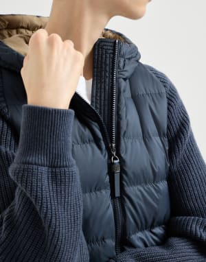 Piumino in nylon con cappuccio Blu Donna - Brunello Cucinelli