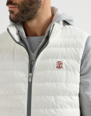 无袖尼龙面料羽绒服 灰白色 男款 - Brunello Cucinelli