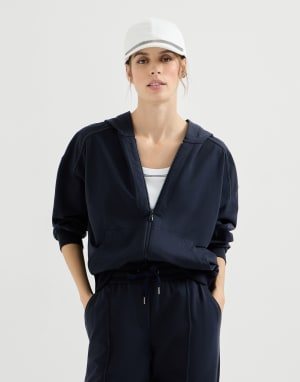 Oberteil aus leichtem Sweatstoff Blau Damen - Brunello Cucinelli