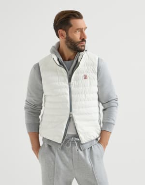 无袖尼龙面料羽绒服 灰白色 男款 - Brunello Cucinelli