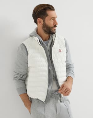 无袖尼龙面料羽绒服 灰白色 男款 - Brunello Cucinelli