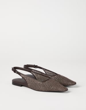 Leather slingback flats Brown Woman - Brunello Cucinelli