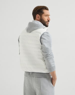 无袖尼龙面料羽绒服 灰白色 男款 - Brunello Cucinelli