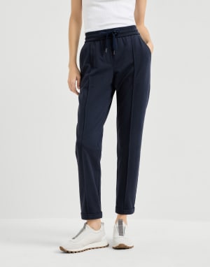 Track trousers with monili Blue Woman - Brunello Cucinelli