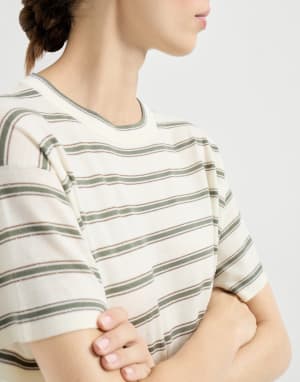 T-shirt Sparkling Stripe Panama Femme - Brunello Cucinelli