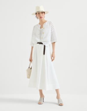 Dazzling cable cardigan White Woman - Brunello Cucinelli